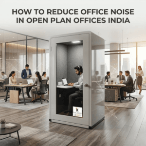 Acoustic pod installed in open plan Indian office to reduce noise