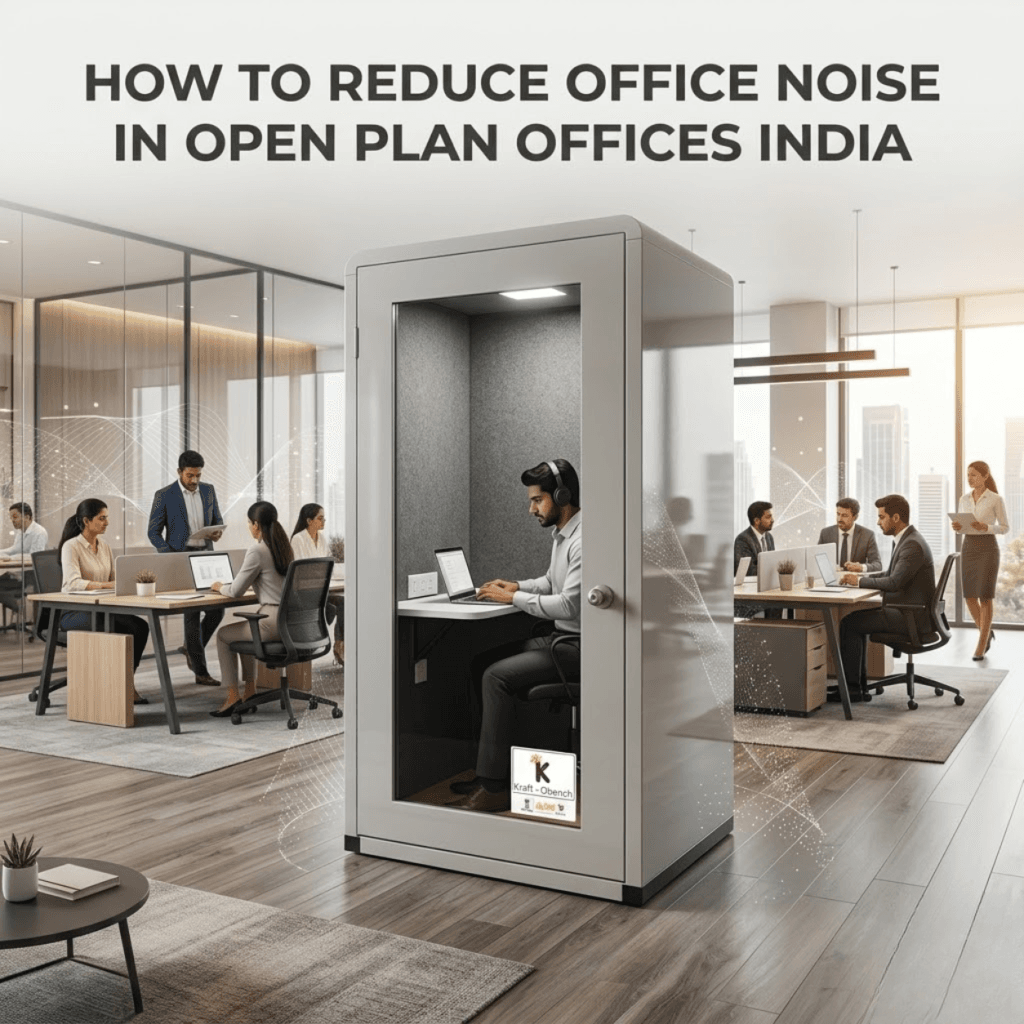 Acoustic pod installed in open plan Indian office to reduce noise