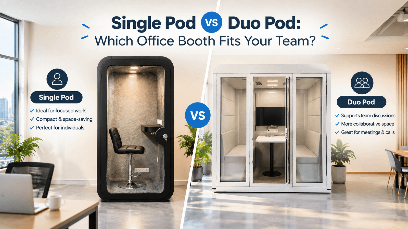 Single Pod vs Duo Pod: Which Office Booth Fits Your Team?